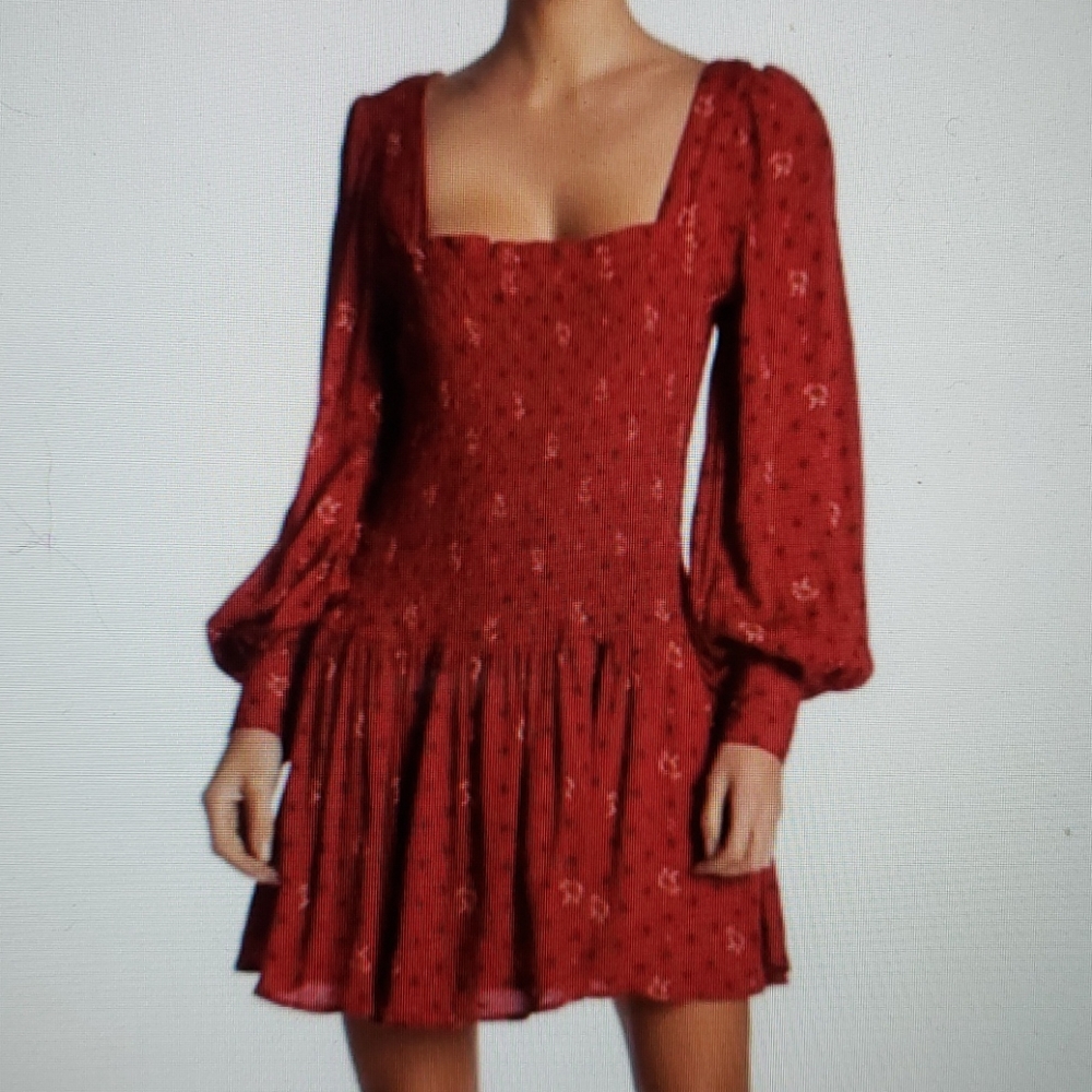 Free people two faces print ruby mini dress nwot